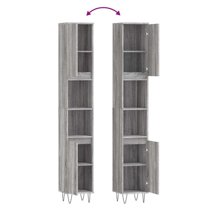 Armadietto Bagno Grigio Sonoma 30x30x190cm in Legno Multistrato | homemem39