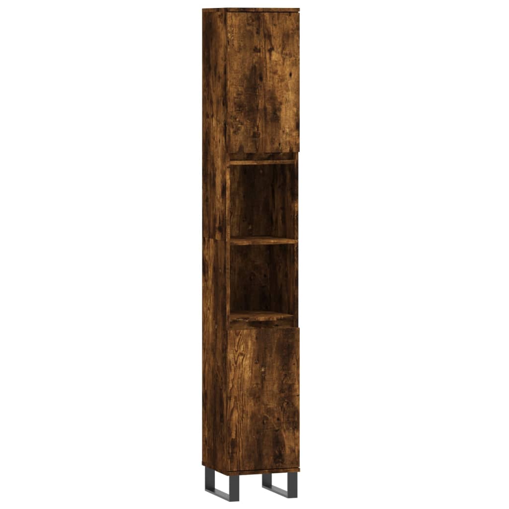Armadietto Bagno Rovere Fumo 30x30x190 cm in Legno Multistrato | homemem39