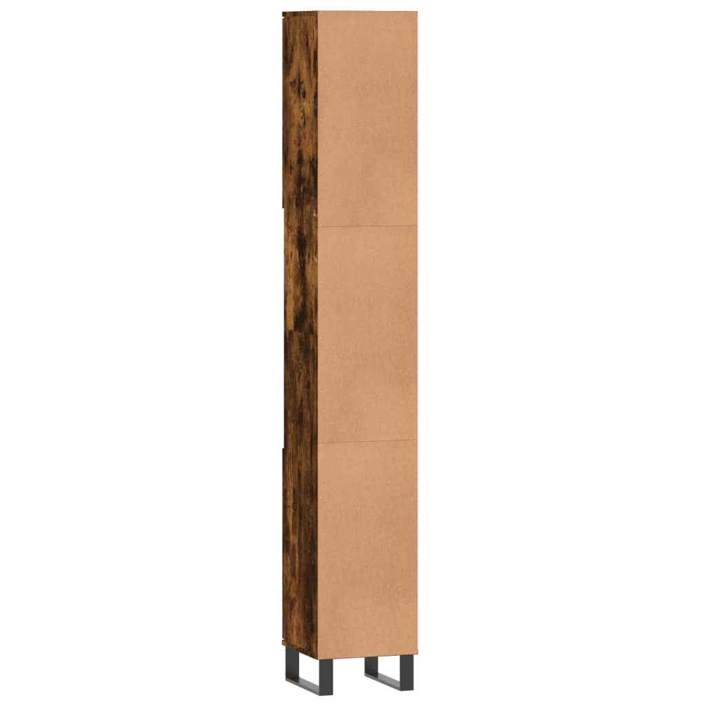 Armadietto Bagno Rovere Fumo 30x30x190 cm in Legno Multistrato | homemem39