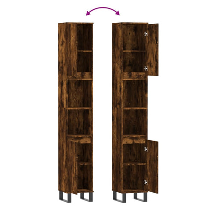 Armadietto Bagno Rovere Fumo 30x30x190 cm in Legno Multistrato | homemem39