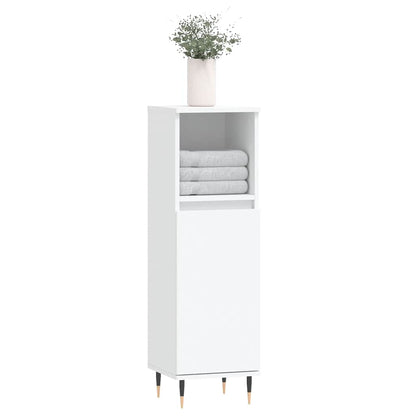 Armadietto da Bagno Bianco 30x30x100 cm in Legno Multistrato | homemem39