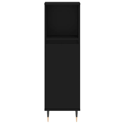 Armadietto da Bagno Nero 30x30x100 cm in Legno Multistrato | homemem39