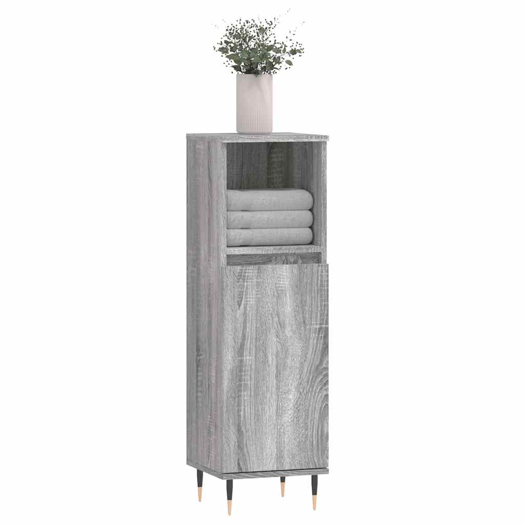 Armadietto Bagno Grigio Sonoma 30x30x100cm in Legno Multistrato | homemem39