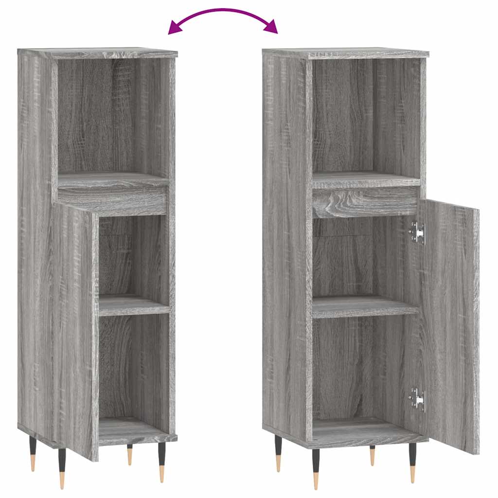 Armadietto Bagno Grigio Sonoma 30x30x100cm in Legno Multistrato | homemem39