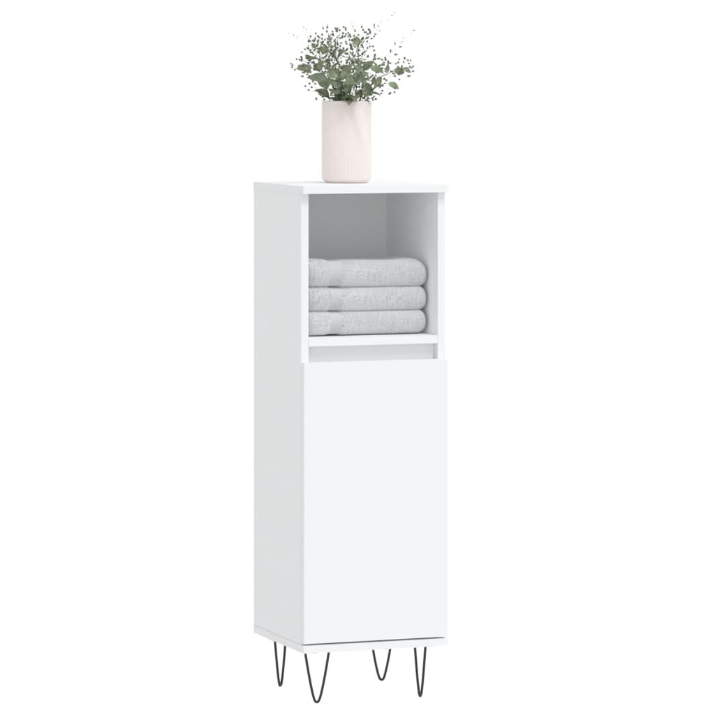 Armadietto da Bagno Bianco 30x30x100 cm in Legno Multistrato | homemem39