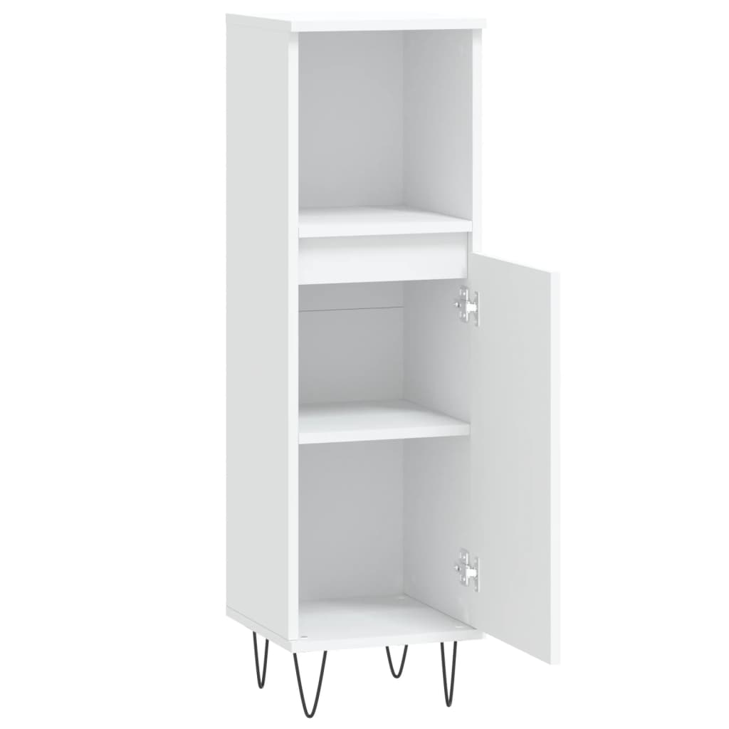 Armadietto da Bagno Bianco 30x30x100 cm in Legno Multistrato | homemem39