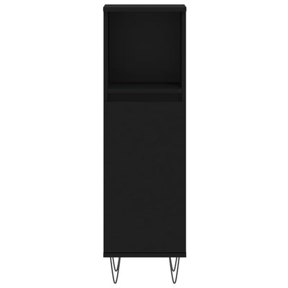 Armadietto da Bagno Nero 30x30x100 cm in Legno Multistrato | homemem39
