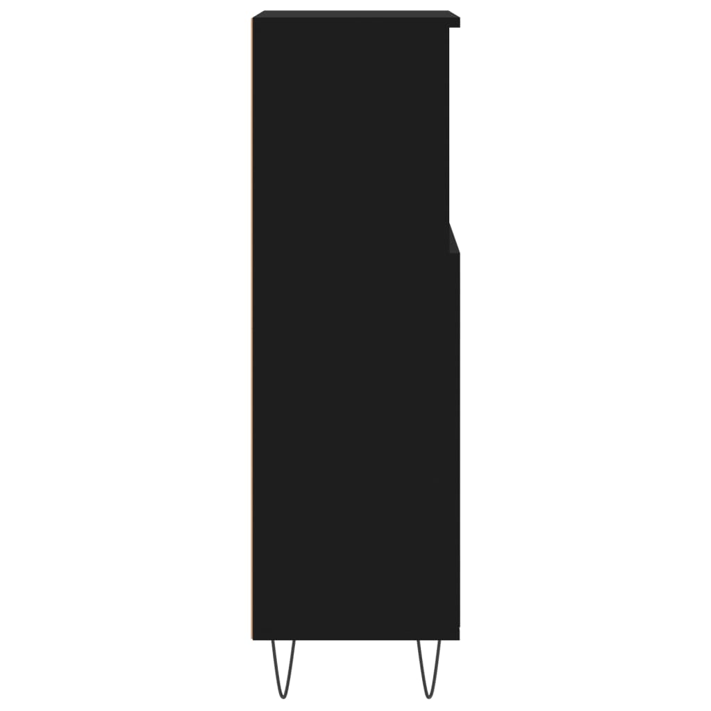 Armadietto da Bagno Nero 30x30x100 cm in Legno Multistrato | homemem39