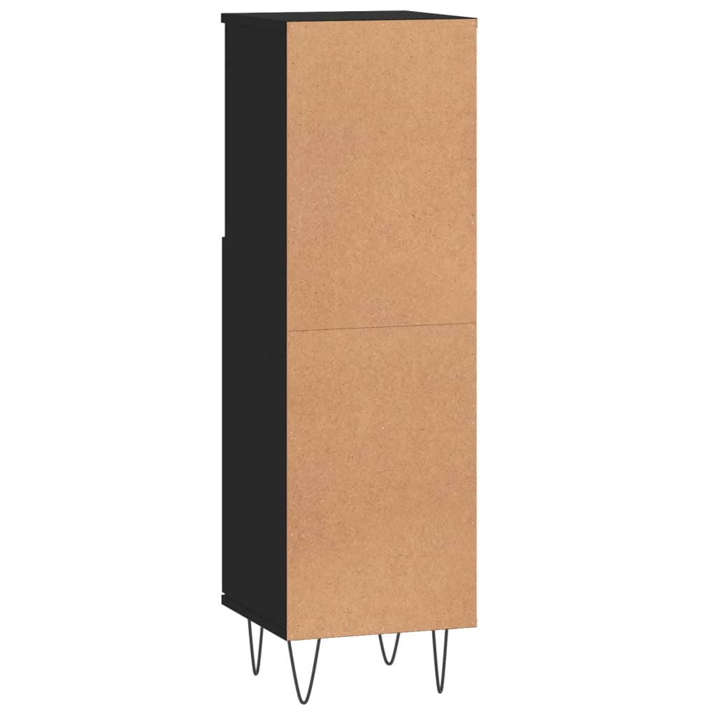 Armadietto da Bagno Nero 30x30x100 cm in Legno Multistrato | homemem39
