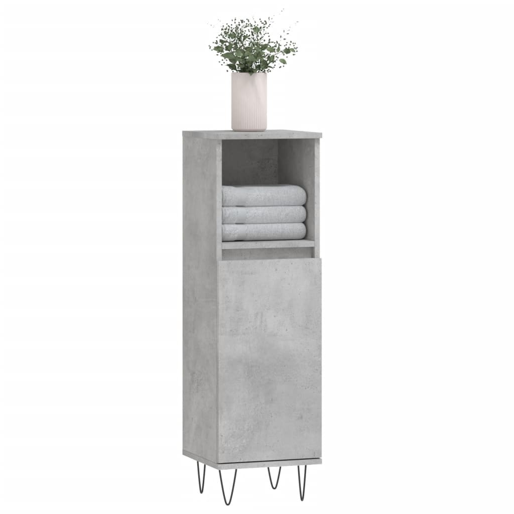 Armadietto Bagno Grigio Cemento 30x30x100 cm Legno Multistrato | homemem39