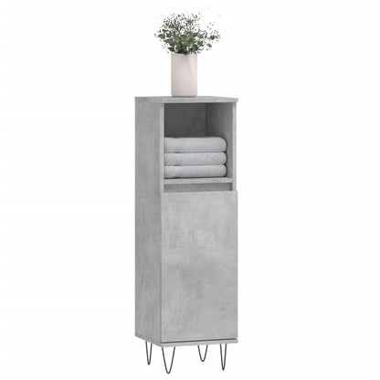 Armadietto Bagno Grigio Cemento 30x30x100 cm Legno Multistrato | homemem39