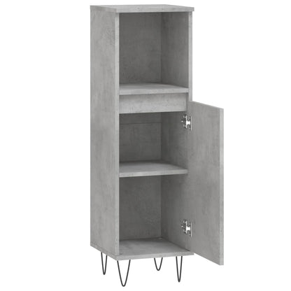 Armadietto Bagno Grigio Cemento 30x30x100 cm Legno Multistrato | homemem39