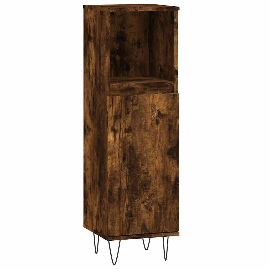 Armadietto Bagno Rovere Fumo 30x30x100 cm in Legno Multistrato | homemem39