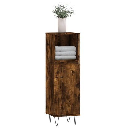 Armadietto Bagno Rovere Fumo 30x30x100 cm in Legno Multistrato | homemem39