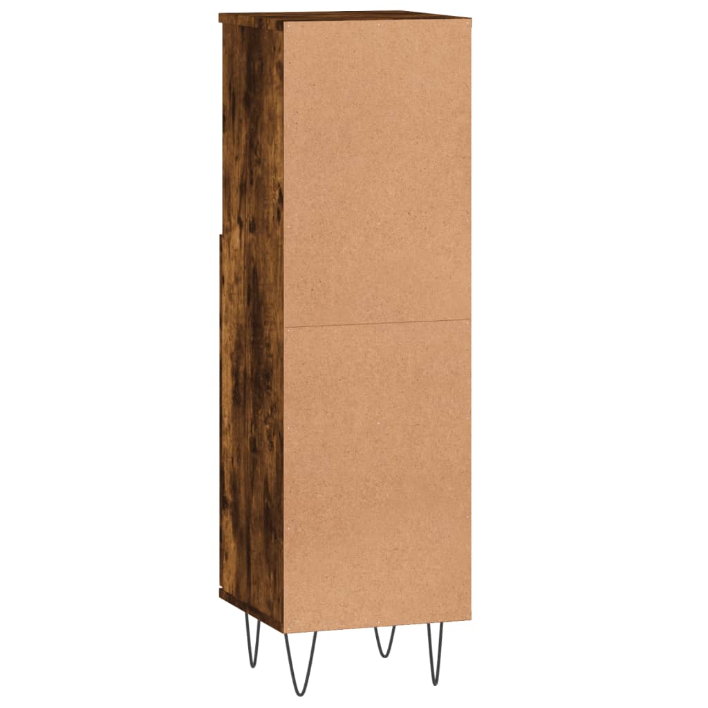 Armadietto Bagno Rovere Fumo 30x30x100 cm in Legno Multistrato | homemem39