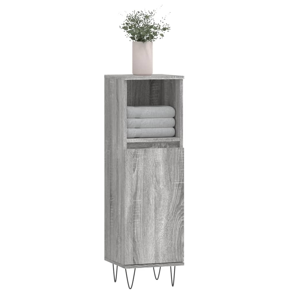 Armadietto Bagno Grigio Sonoma 30x30x100cm in Legno Multistrato | homemem39