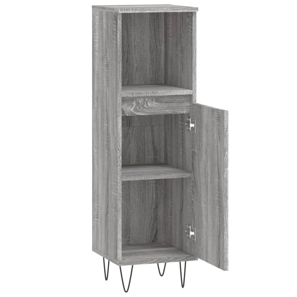 Armadietto Bagno Grigio Sonoma 30x30x100cm in Legno Multistrato | homemem39