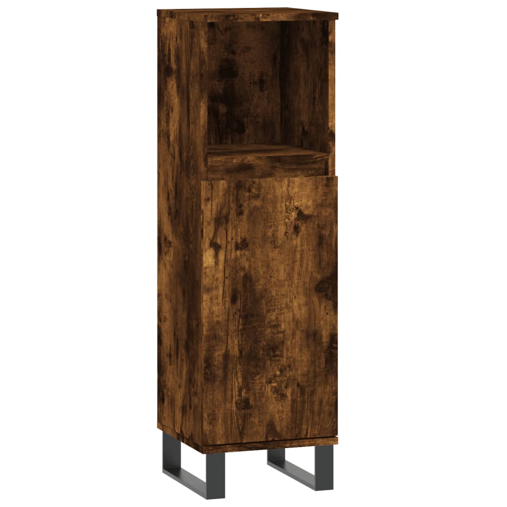 Armadietto Bagno Rovere Fumo 30x30x100 cm in Legno Multistrato | homemem39