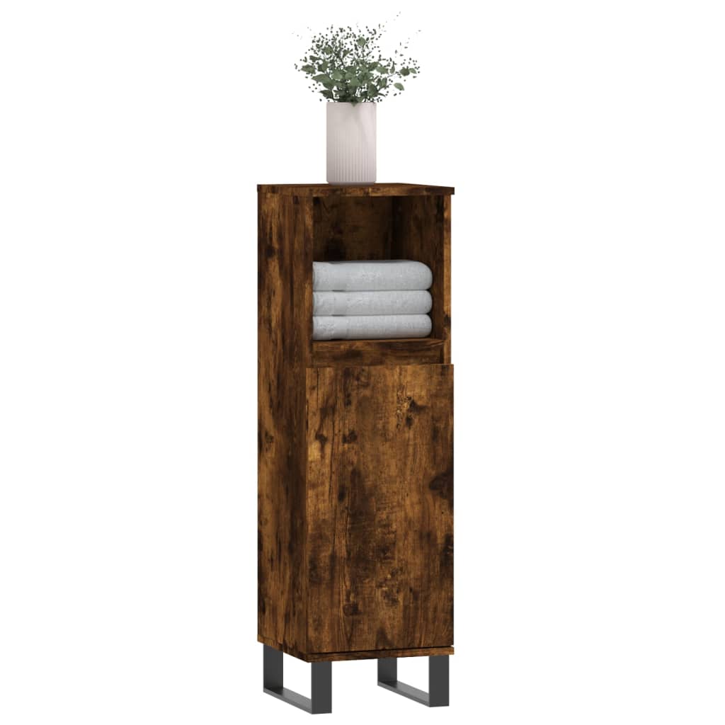 Armadietto Bagno Rovere Fumo 30x30x100 cm in Legno Multistrato | homemem39