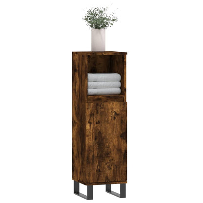 Armadietto Bagno Rovere Fumo 30x30x100 cm in Legno Multistrato | homemem39
