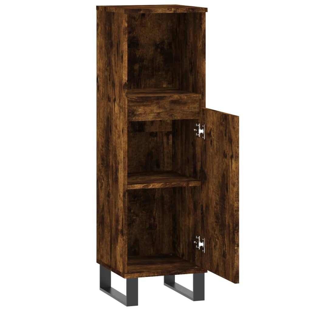 Armadietto Bagno Rovere Fumo 30x30x100 cm in Legno Multistrato | homemem39