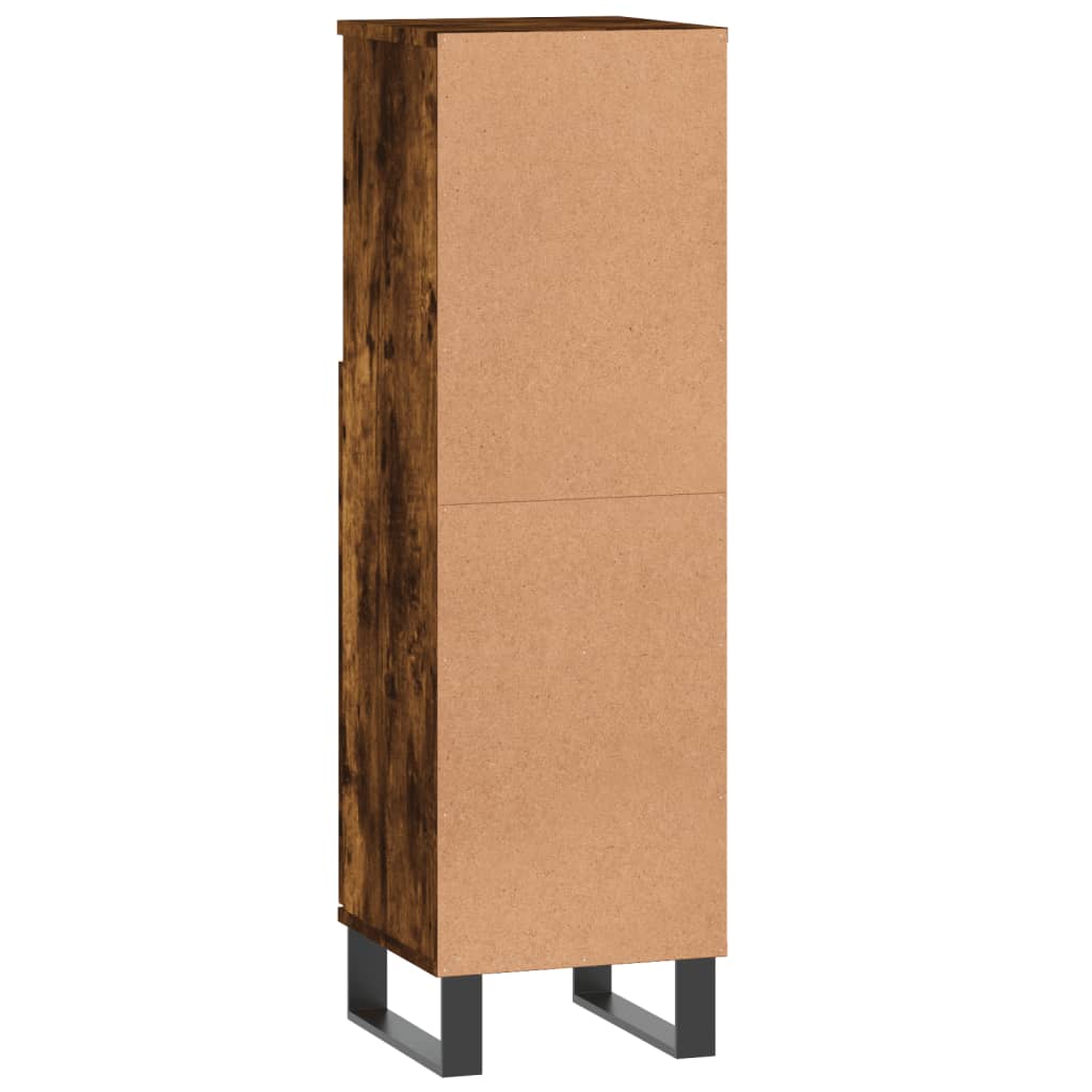 Armadietto Bagno Rovere Fumo 30x30x100 cm in Legno Multistrato | homemem39