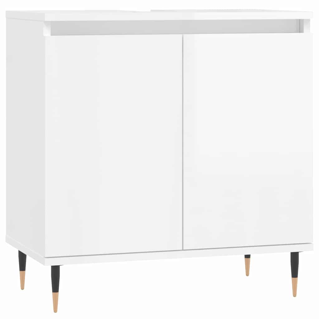 Armadietto Bagno Bianco Lucido 58x33x60cm in Legno Multistrato | homemem39