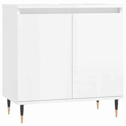 Armadietto Bagno Bianco Lucido 58x33x60cm in Legno Multistrato | homemem39