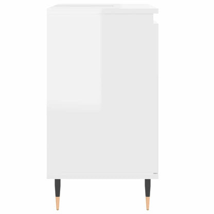 Armadietto Bagno Bianco Lucido 58x33x60cm in Legno Multistrato | homemem39
