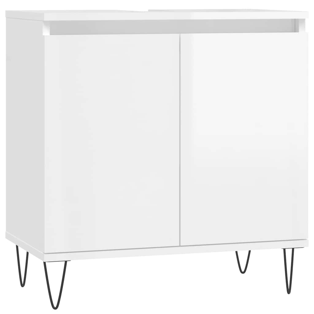 Armadietto Bagno Bianco Lucido 58x33x60cm in Legno Multistrato | homemem39