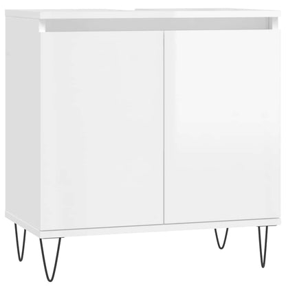 Armadietto Bagno Bianco Lucido 58x33x60cm in Legno Multistrato | homemem39