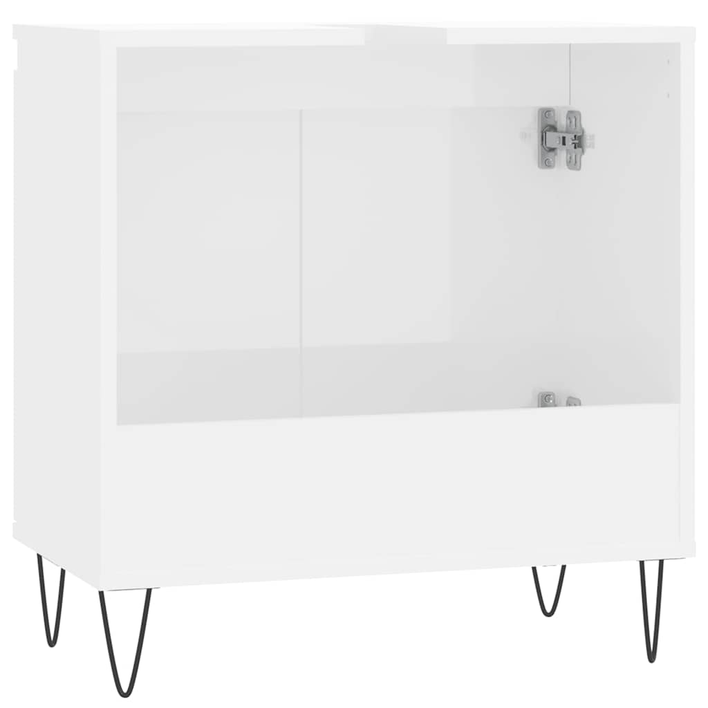 Armadietto Bagno Bianco Lucido 58x33x60cm in Legno Multistrato | homemem39