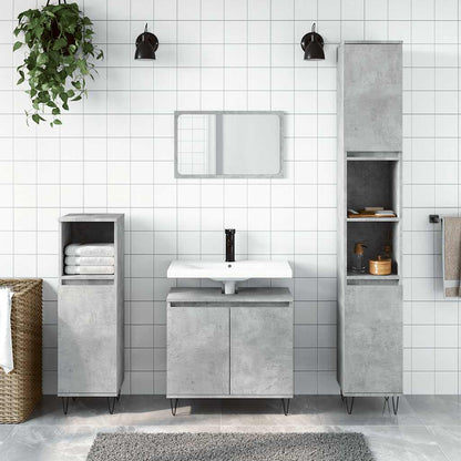 Armadietto da Bagno Grigio Cemento 58x33x60cm Legno Multistrato | homemem39