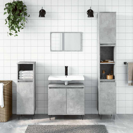 Armadietto da Bagno Grigio Cemento 58x33x60cm Legno Multistrato | homemem39