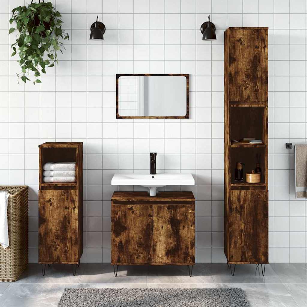 Armadietto Bagno Rovere Fumo 58x33x60 cm in Legno Multistrato | homemem39