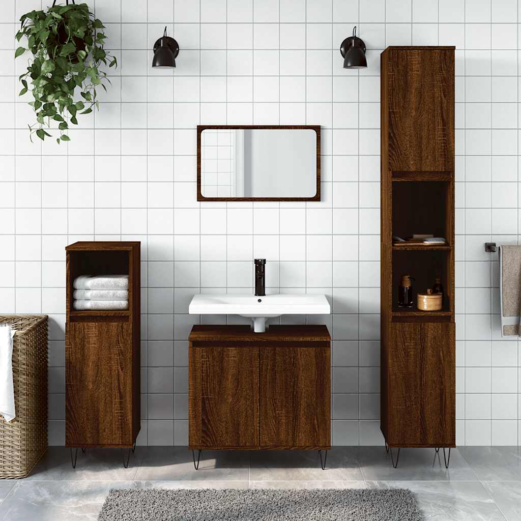 Armadietto Bagno Rovere Marrone 58x33x60cm in Legno Multistrato | homemem39