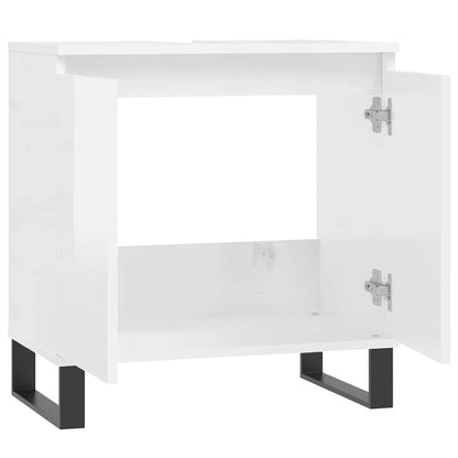 Armadietto Bagno Bianco Lucido 58x33x60cm in Legno Multistrato | homemem39