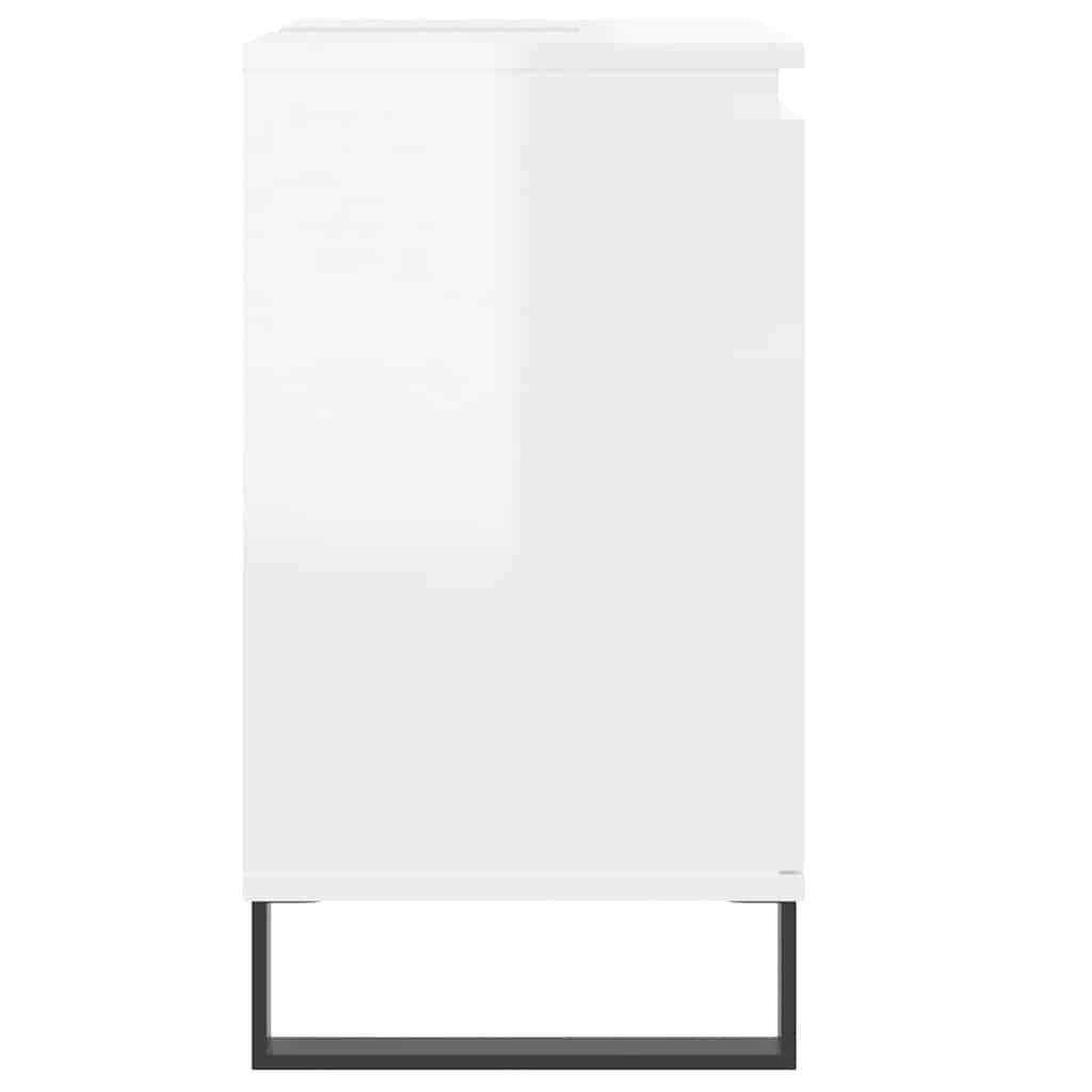 Armadietto Bagno Bianco Lucido 58x33x60cm in Legno Multistrato | homemem39