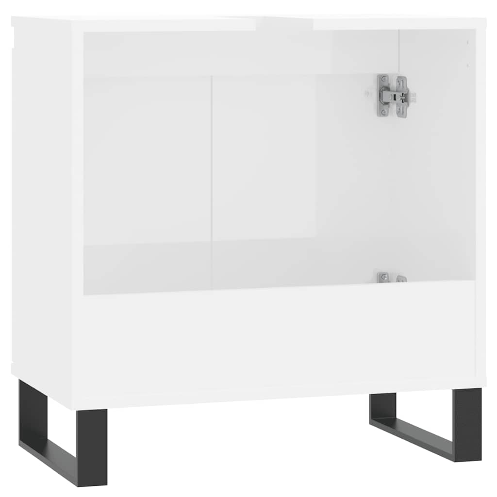 Armadietto Bagno Bianco Lucido 58x33x60cm in Legno Multistrato | homemem39