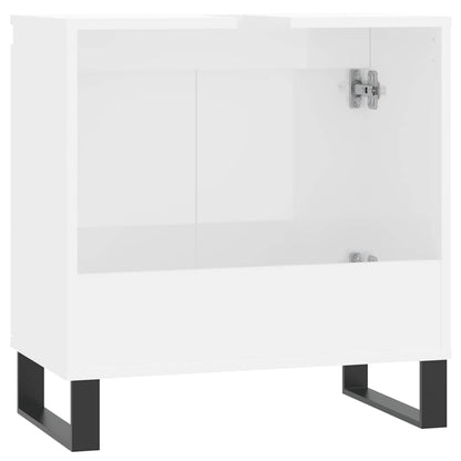 Armadietto Bagno Bianco Lucido 58x33x60cm in Legno Multistrato | homemem39