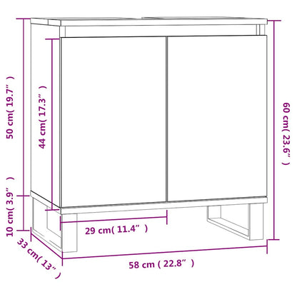 Armadietto Bagno Bianco Lucido 58x33x60cm in Legno Multistrato | homemem39