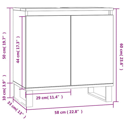 Armadietto Bagno Rovere Fumo 58x33x60 cm in Legno Multistrato | homemem39