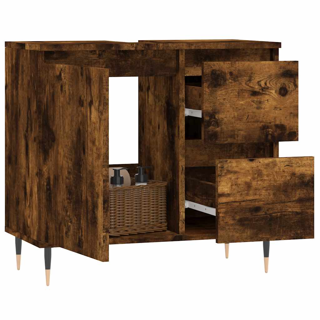 Armadietto Bagno Rovere Fumo 65x33x60 cm in Legno Multistrato | homemem39