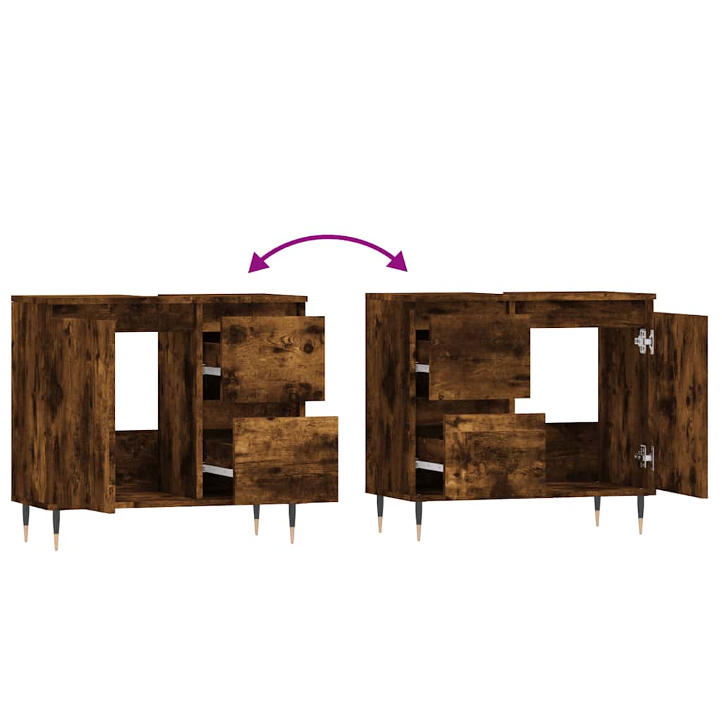 Armadietto Bagno Rovere Fumo 65x33x60 cm in Legno Multistrato | homemem39