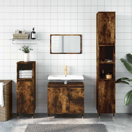 Armadietto Bagno Rovere Fumo 65x33x60 cm in Legno Multistrato | homemem39