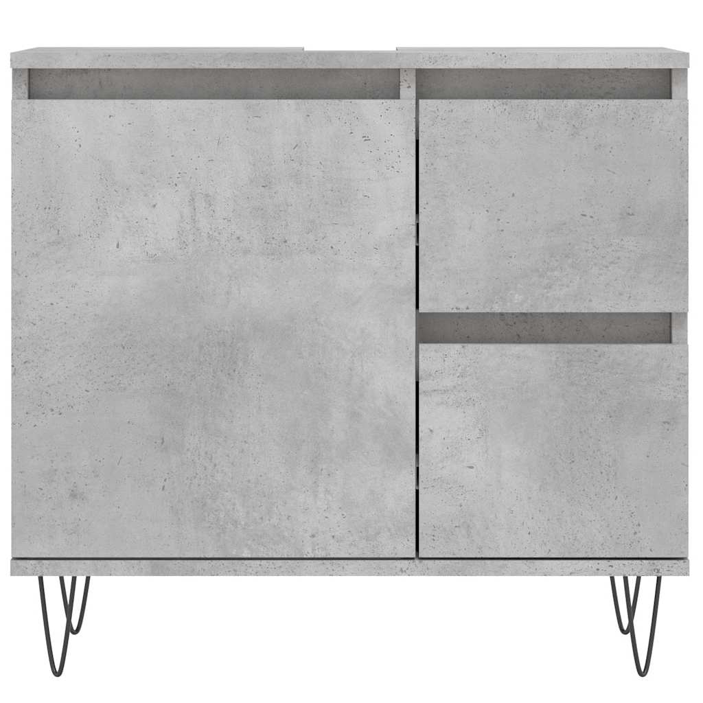 Armadietto da Bagno Grigio Cemento 65x33x60cm Legno Multistrato | homemem39