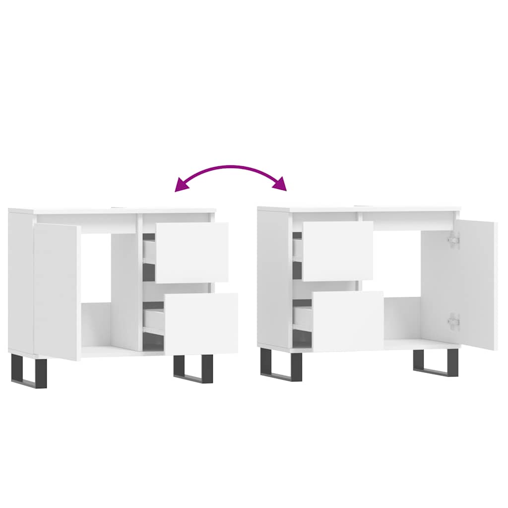Armadietto da Bagno Bianco 65x33x60 cm in Legno Multistrato | homemem39