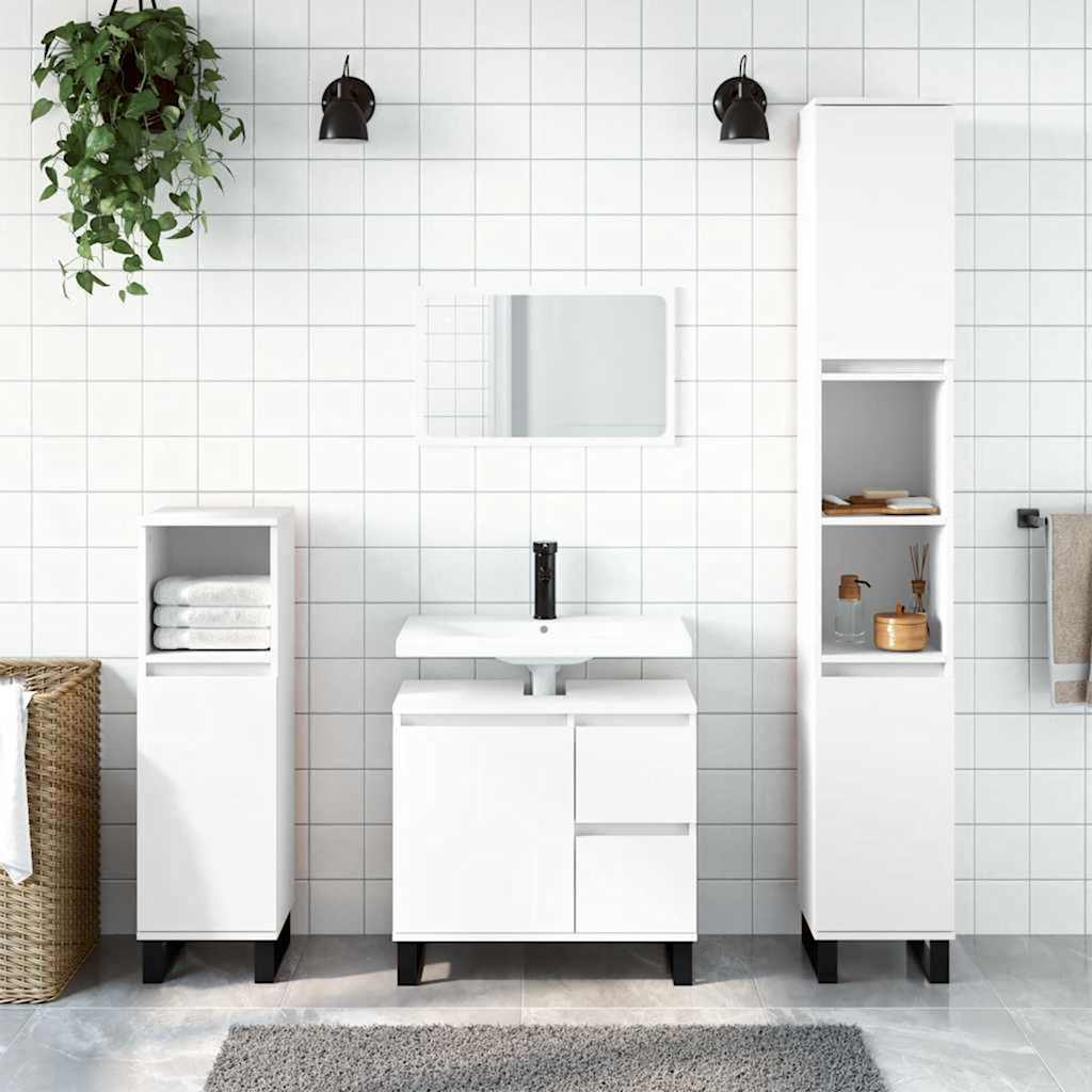 Armadietto da Bagno Bianco 65x33x60 cm in Legno Multistrato | homemem39