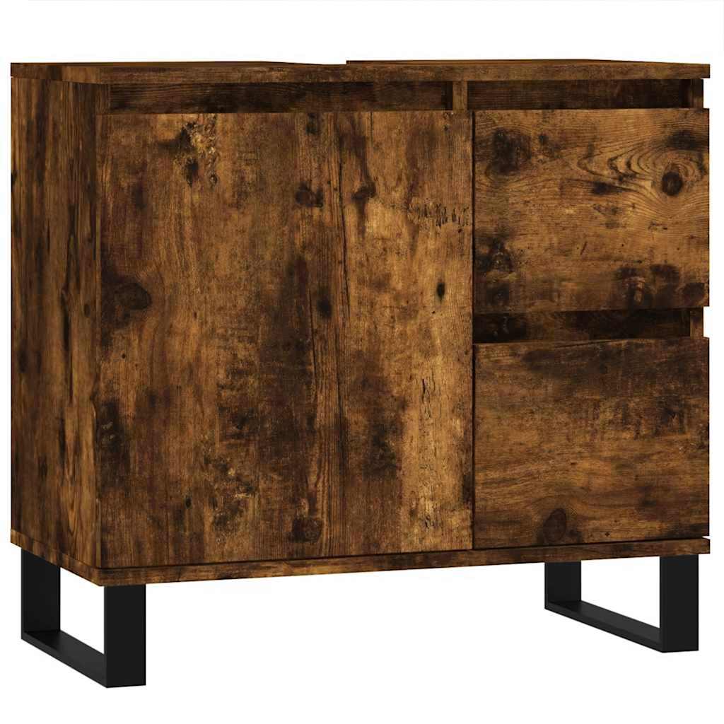Armadietto Bagno Rovere Fumo 65x33x60 cm in Legno Multistrato