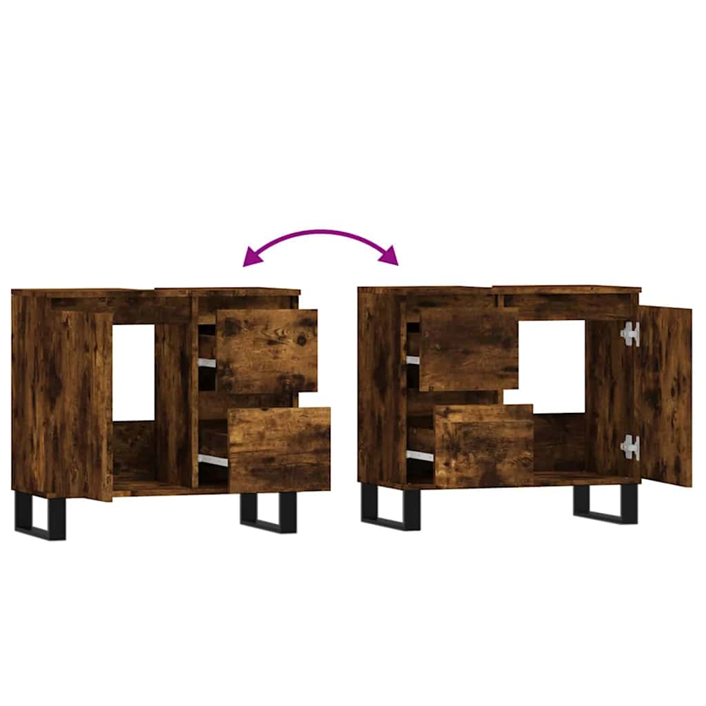 Armadietto Bagno Rovere Fumo 65x33x60 cm in Legno Multistrato | homemem39